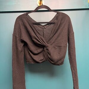Black Knotted Long Sleeve Top